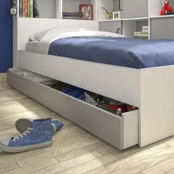 DIAGONE Bed Erwan - Opbergruimte - 90x200cm - Grijs/Wit Hot