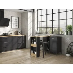 DIAGONE Draaibare bar Manchester - zwart/eikenlook Online