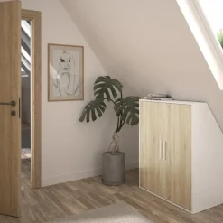 DIAGONE Kledingkast Under - onder trap of plafond 2 deuren - wit/hout Online