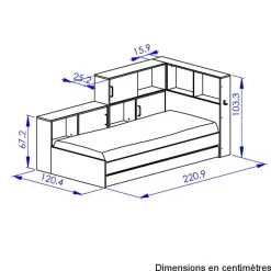 DIAGONE Tienerbed met bedlade en opbergruimte Erwan - 90 x 200 cm - Wit New
