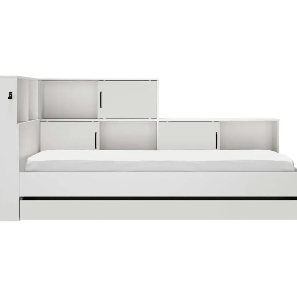 DIAGONE Tienerbed met bedlade en opbergruimte Erwan - 90 x 200 cm - Wit New