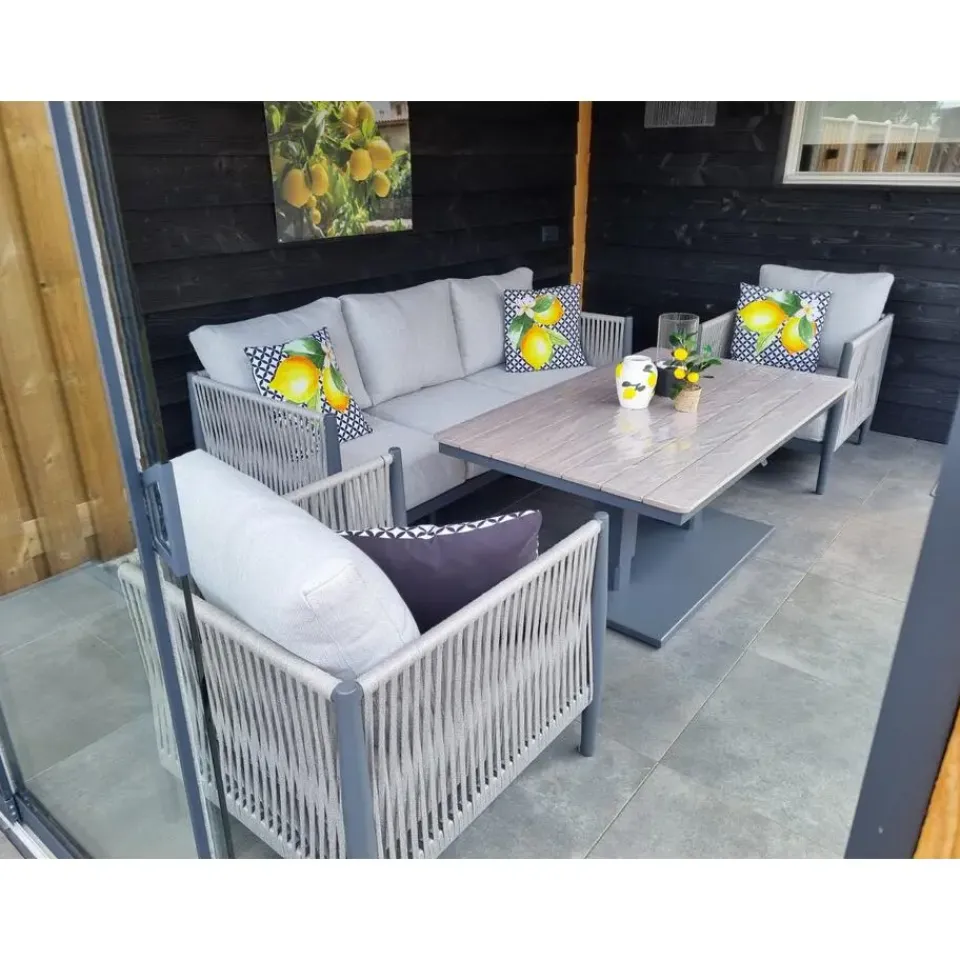 Garden Impressions Diamo loungeset - 3-delig - carbon black - grey sand - valley sand Hot