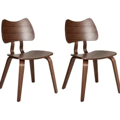 Leen Bakker DIANA - Eetkamerstoel set van 2 - Donkerbruin - Rubberhout Clearance