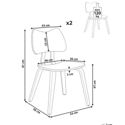 Leen Bakker DIANA - Eetkamerstoel set van 2 - Donkerbruin - Rubberhout Clearance