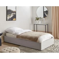 Beliani DINAN - Eenpersoonsbed - Lichtgrijs - 90 x 200 cm - Polyester Discount