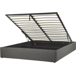 Beliani DINAN - Tweepersoonsbed - Grijs - 160 x 200 cm - Polyester Clearance