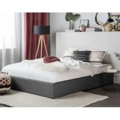 Beliani DINAN - Tweepersoonsbed - Grijs - 160 x 200 cm - Polyester Clearance