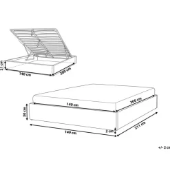 Beliani DINAN - Tweepersoonsbed - Lichtbeige - 140 x 200 cm - Polyester Sale