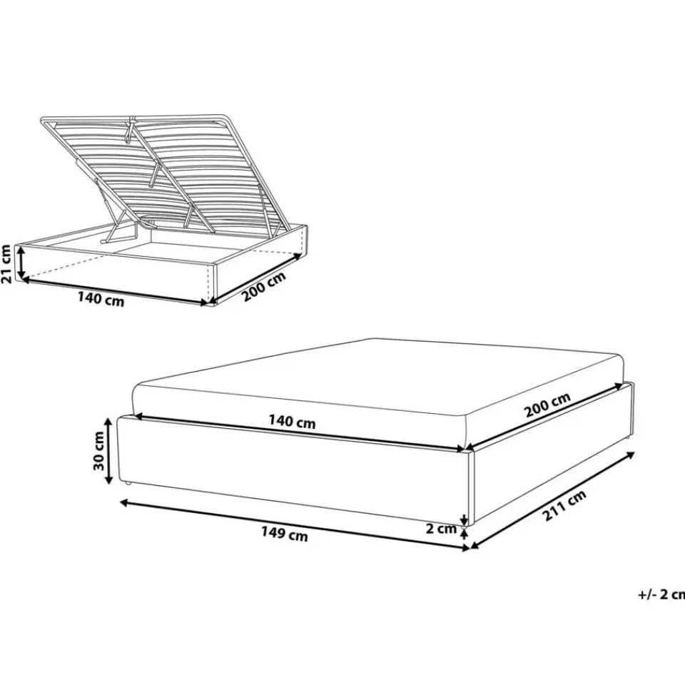 Beliani DINAN - Tweepersoonsbed - Lichtbeige - 140 x 200 cm - Polyester Sale