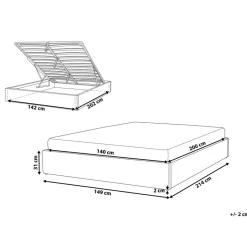 Beliani DINAN - Tweepersoonsbed - Lichtbeige - 140 x 200 cm - Polyester Sale