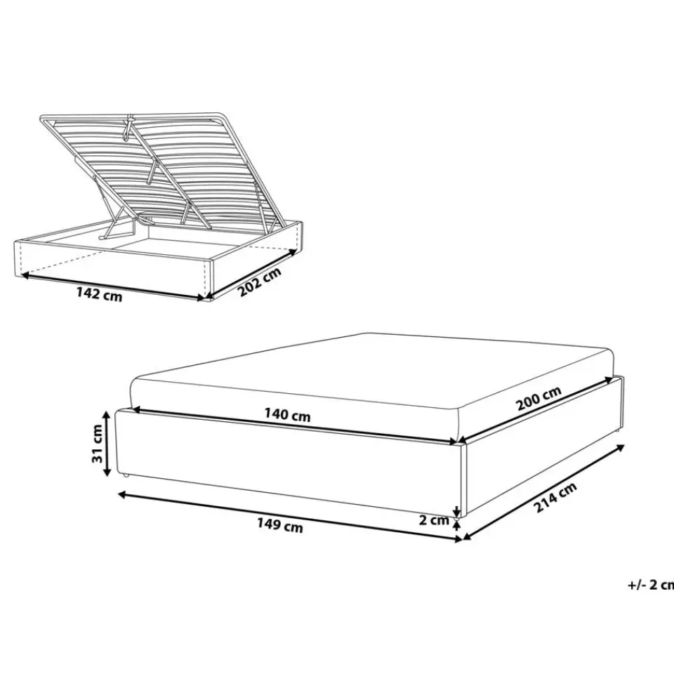 Beliani DINAN - Tweepersoonsbed - Lichtbeige - 140 x 200 cm - Polyester Sale