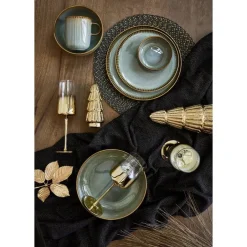 Leen Bakker Dinerbord Camille - groen - stoneware - Ø25,5 cm New