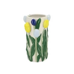 DK Design Bloemenvaas Tulipa - blauw/geel - D14 x H23 cm Clearance
