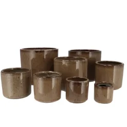 DK Design Bloempot Brown Glaze - taupe - D21 x H24 cm - glanzend Discount