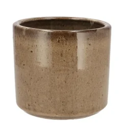 DK Design Bloempot Brown Glaze - taupe - D12 x H13 cm - glanzend New