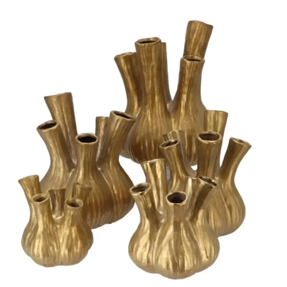 DK Design vaas Aglio - tulpenvaas - XL -mat goud - D26 x H35 cm Online