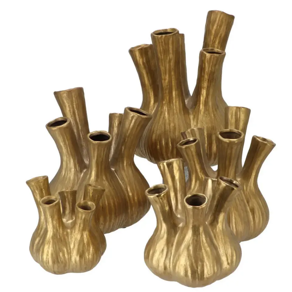 DK Design vaas Aglio - tulpenvaas - goud mat - D20 x H25 cm