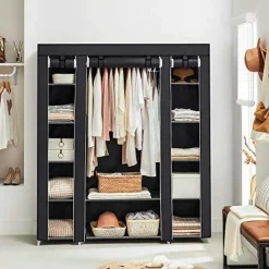 Songmics Draagbare kledingkast, opvouwbare kast, 150x45x175 cm, zwart Sale