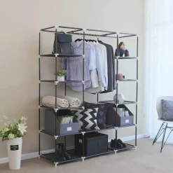 Songmics Draagbare kledingkast, opvouwbare kast, 150x45x175 cm, zwart Sale