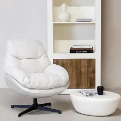 Giga Meubel Draaifauteuil Beige - Zithoogte 50cm - Fauteuil Leonne Outlet