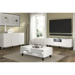 Homlando Dressoir Ravenna PC 150 3D glanzend wit (fronten) deuren gefreesd Hot