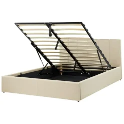 Beliani DREUX - Bed met opbergruimte - Beige - 140 x 200 cm - Polyester Discount