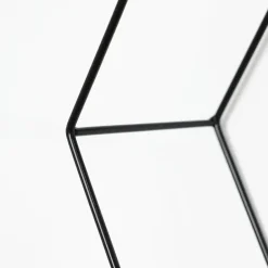 IVOL Driedubbel zeshoekig metalen wandrek met 3 houten plankjes - 40,5x41 cm - Zwart