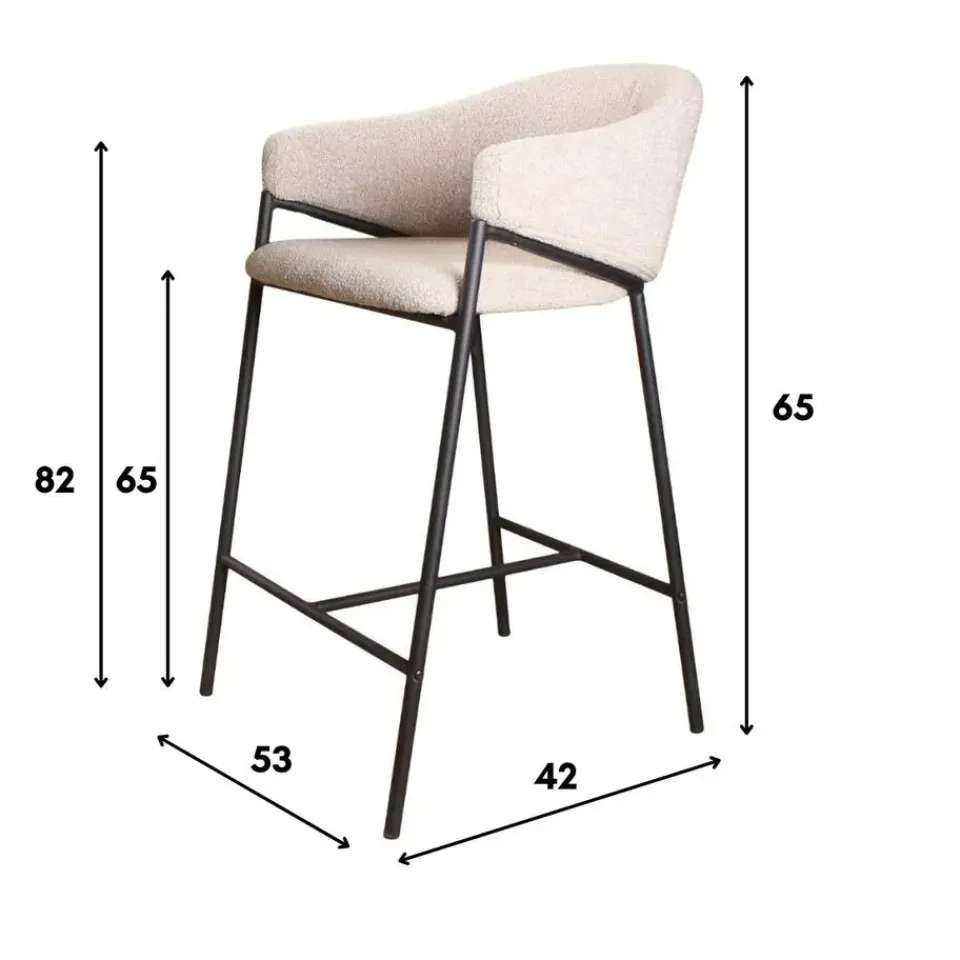 DS4U - Elza barkruk boucle ivoor 65 cm Discount