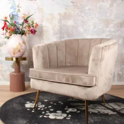 DS4U - Norah fauteuil velvet champagne/taupe Hot
