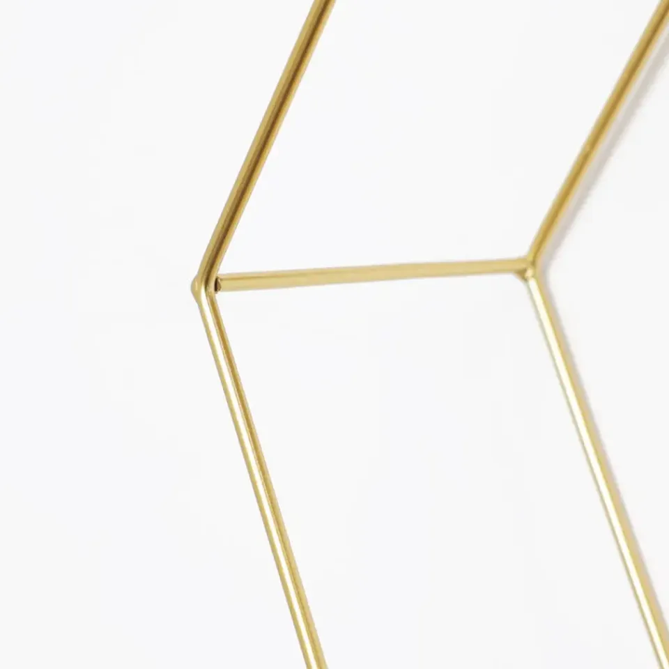 IVOL Dubbel zeshoekig metalen wandrek met 2 houten plankjes - 30,5x41 cm - Goud Discount