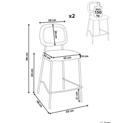 Leen Bakker DUETTE - Barkruk set van 2 - Goudbruin - Fluweel Online