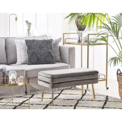 Beliani DURHAM - Hocker - Grijs - Fluweel Online