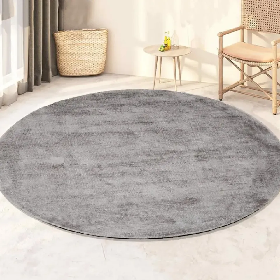 Dutch Lifestyle - Viscose - Vloerkleed - 195cm rond - Grijs Clearance