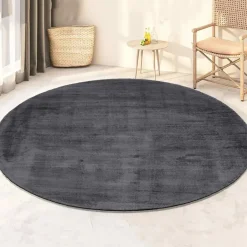 Dutch Lifestyle - Viscose - Vloerkleed - 115cm rond - Grijs Online