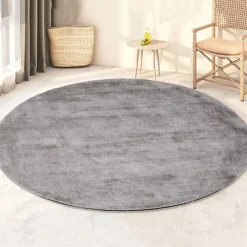 Dutch Lifestyle - Viscose - Vloerkleed - 115cm rond - Grijs Best