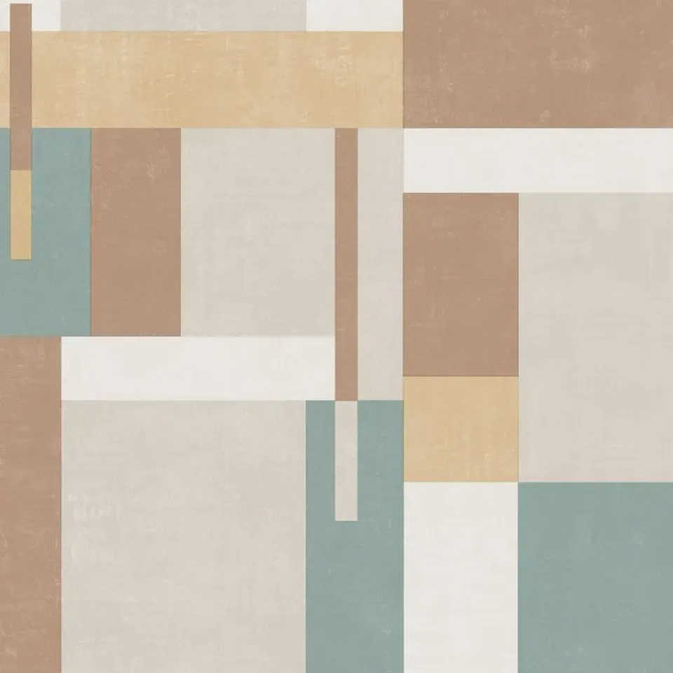 Dutch Wallcoverings - Arty Blocks grijs/beige/blauwgroen -0,53x10,05m Hot