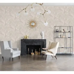 Dutch Wallcoverings - Grace Tropical palm leaf mink - GR322103 Clearance