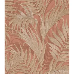 Dutch Wallcoverings - Grace Tropical palm leaf brown/gold - GR322106 Clearance