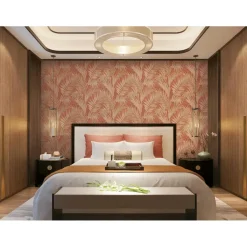 Dutch Wallcoverings - Grace Tropical palm leaf brown/gold - GR322106 Clearance