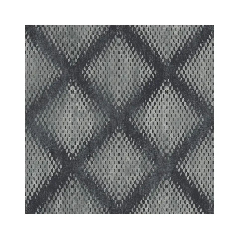 Dutch Wallcoverings - Hexagone ruit zwart/zilver - 0,53x10,05m Discount