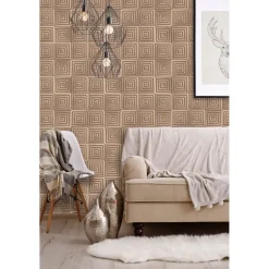 Dutch Wallcoverings - Hexagone 3D vierkant koper - 0,53x10,05m Discount