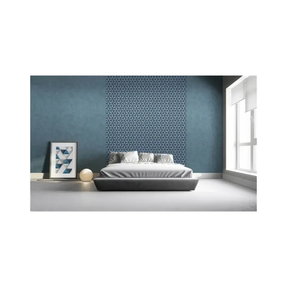 Dutch Wallcoverings - Hexagone dessin zwart/blauwgrijs - 0,53x10,05m