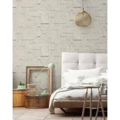 Dutch Wallcoverings - Horizons tegels/dessin donkerbeige - 0,53x10,05m Discount