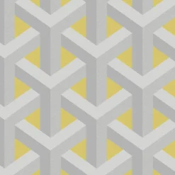 Dutch Wallcoverings - Indulgence Trident geo grey/yellow -0,53x10,05m New