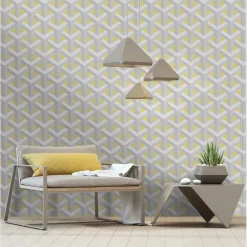 Dutch Wallcoverings - Indulgence Trident geo grey/yellow -0,53x10,05m New