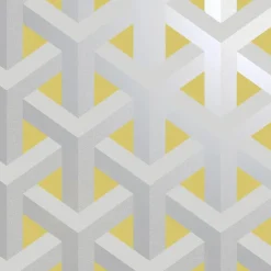 Dutch Wallcoverings - Indulgence Trident geo grey/yellow -0,53x10,05m New