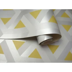 Dutch Wallcoverings - Indulgence Trident geo grey/yellow -0,53x10,05m New