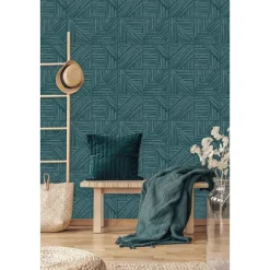 Dutch Wallcoverings - Jungle Fever Paglia blauw - 0,53x10,05m Clearance