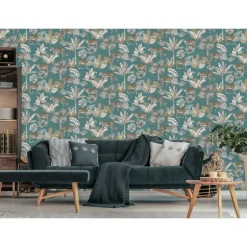 Dutch Wallcoverings - Jungle Fever Leopard blauw/beige - 0,53x10,05m