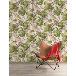 Dutch Wallcoverings - Myriad Paradiso groen/roze - 0,53x10,05m Sale